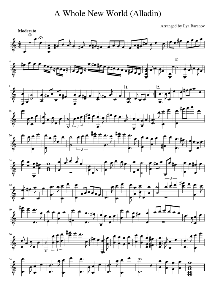 A Whole New World arrangement